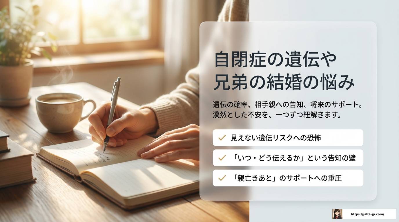 自閉症の遺伝や兄弟の結婚に悩むあなたへ！不安を解消する備えと知識