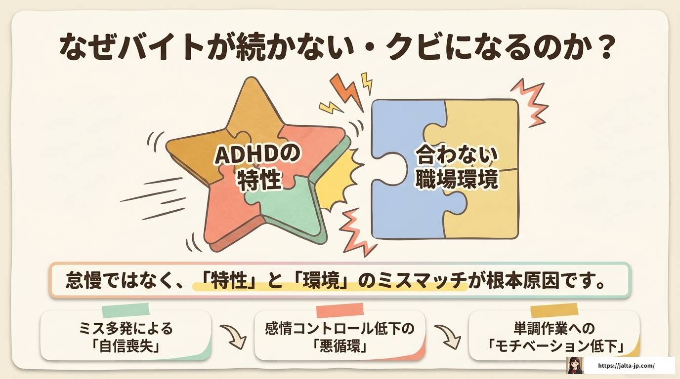 ADHDのバイトあるある｜ミスが多い理由と長続きさせるコツ