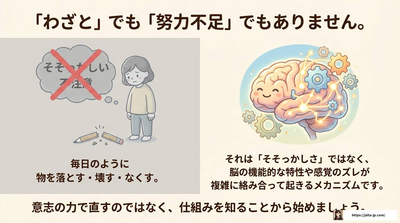 ADHDで物を落とす原因と今日からできる対策まとめ