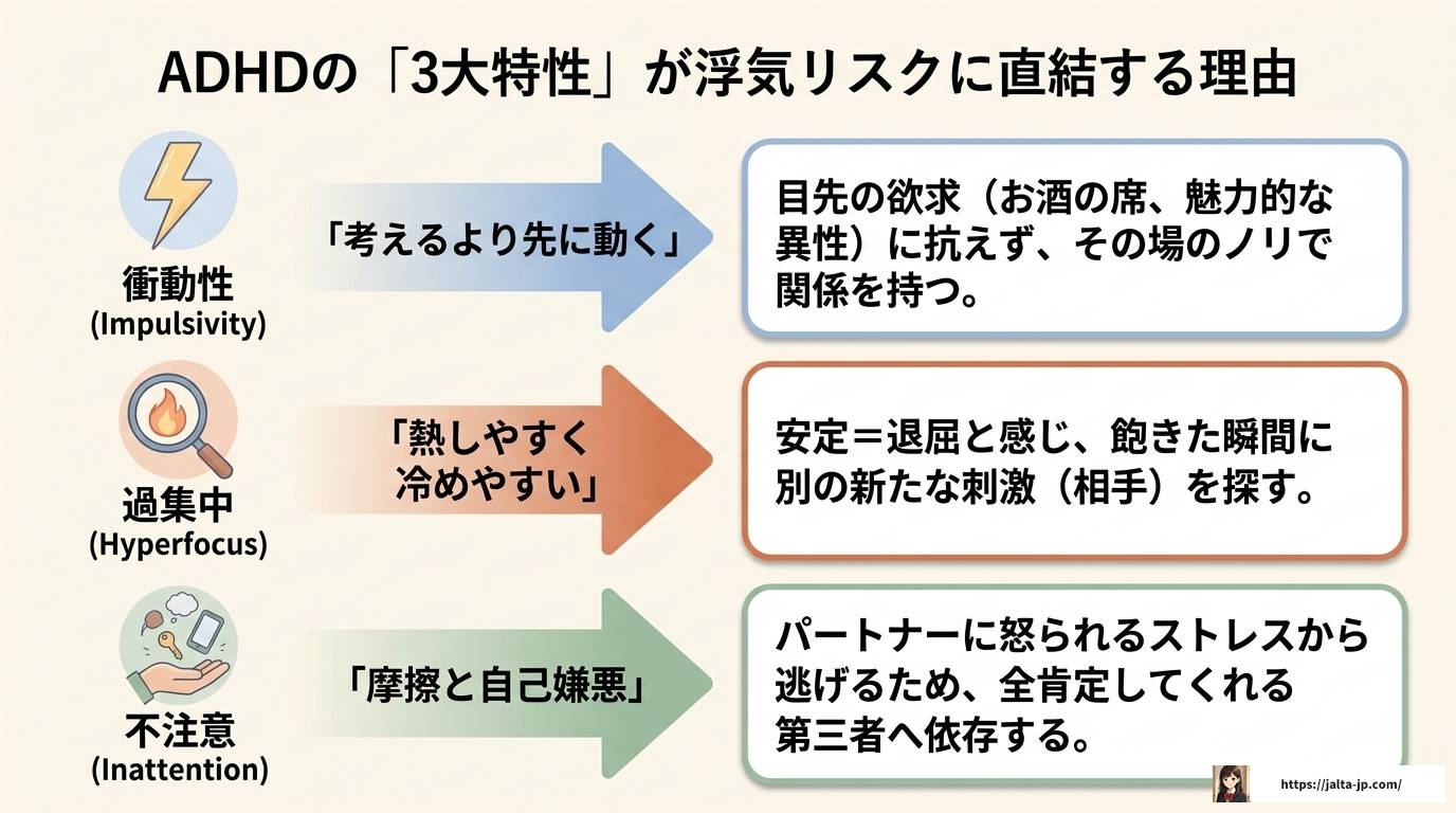 ADHDの浮気癖はなぜ起こる？原因や脳科学と対処法を解説